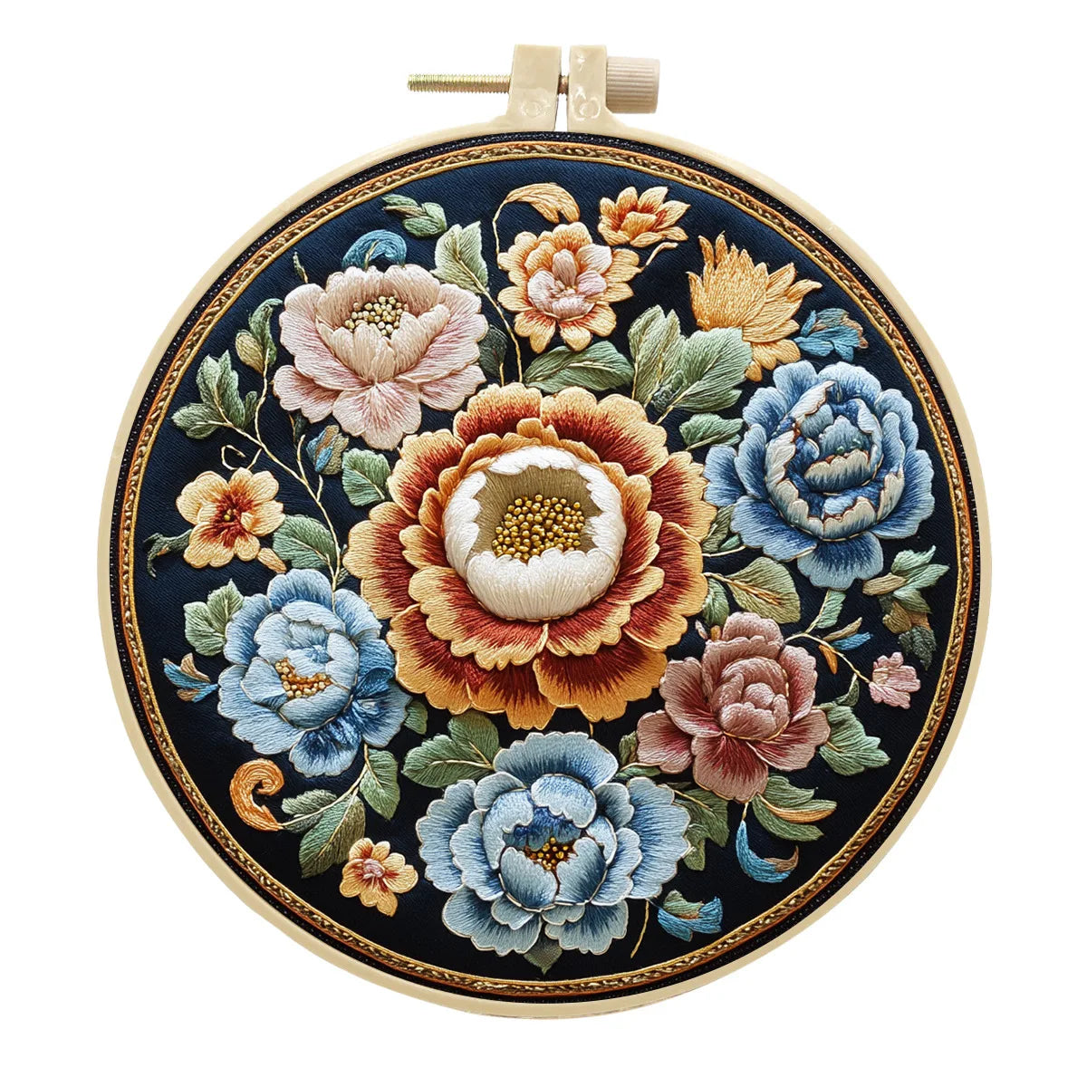 Borduurpakket Bloemenlandschap – Compleet Starterset zonder/met borduurring - 15cm