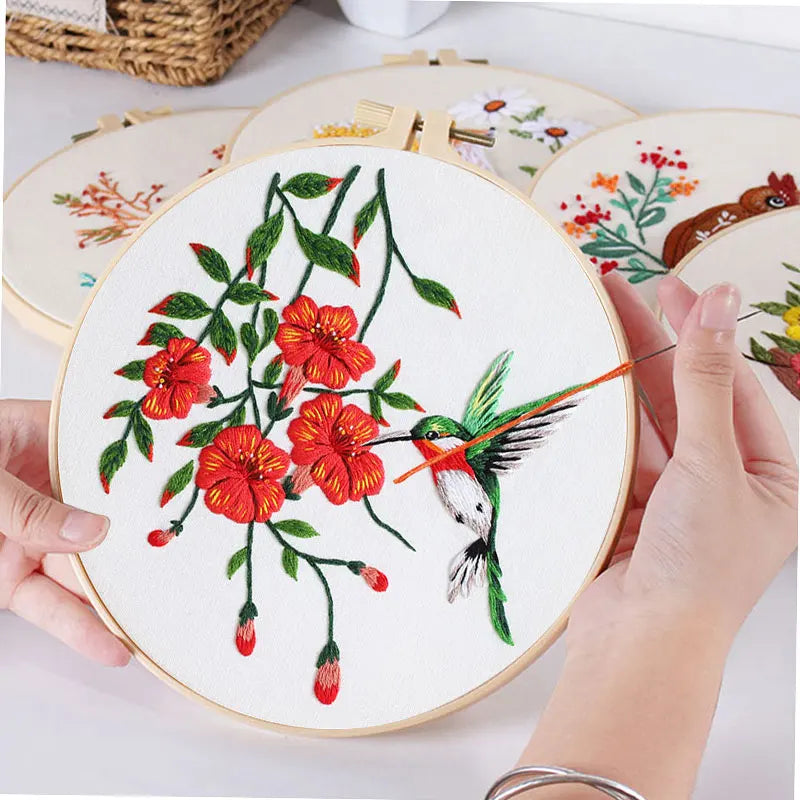 Borduurpakket Rond - Bloemen en Dieren - Beginnerspakket