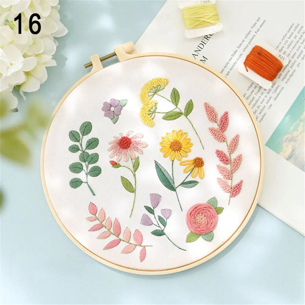 Borduurpakket Bloemen – Compleet Startpakket met borduurring (20 cm)