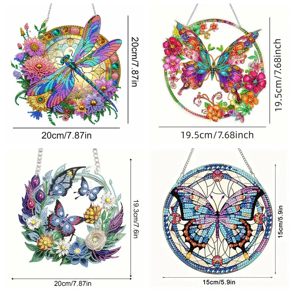 Diamond Painting Hangend ornament Vlinder, kolibri en libelle