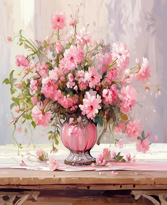 Schilderen op nummer Bloemen – Modern Bloemenontwerp op Linnen Canvas met Acrylverf