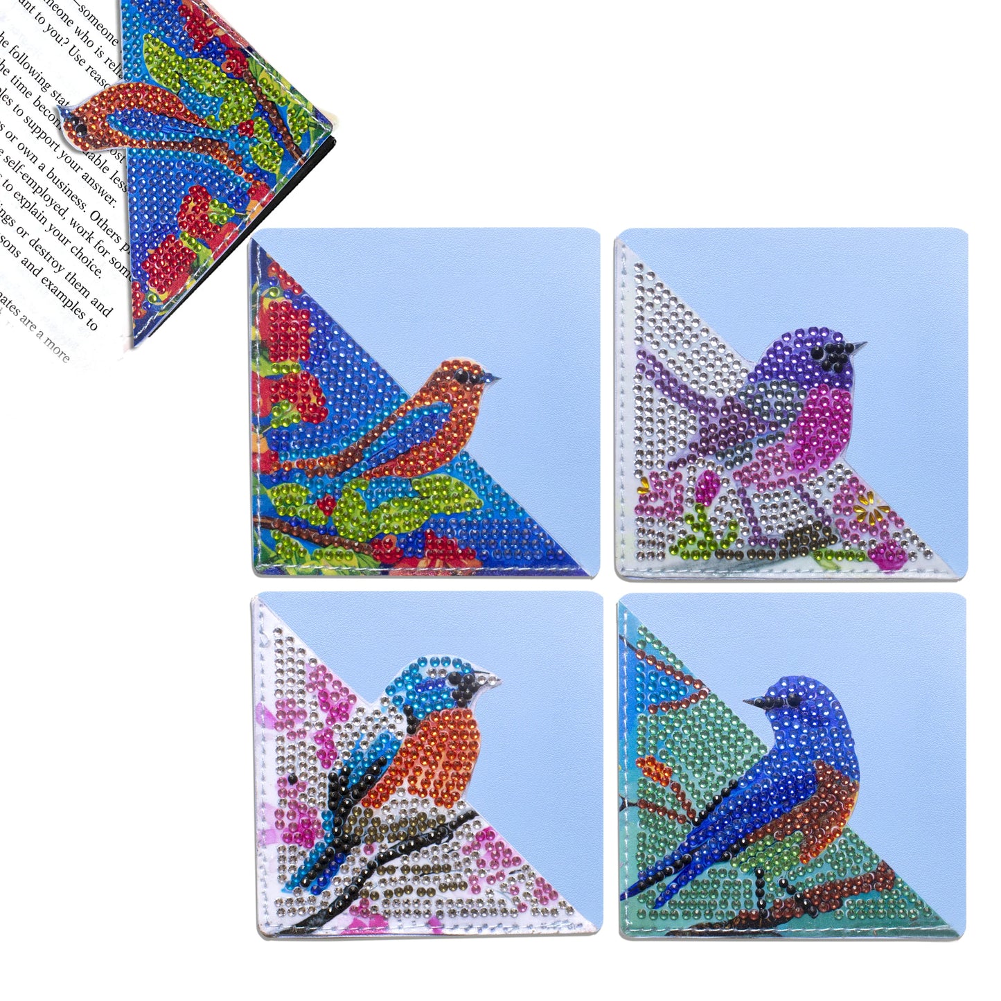 Diamond Painting Boekenlegger Hoeken Set van 4 met PU Leer en Strass