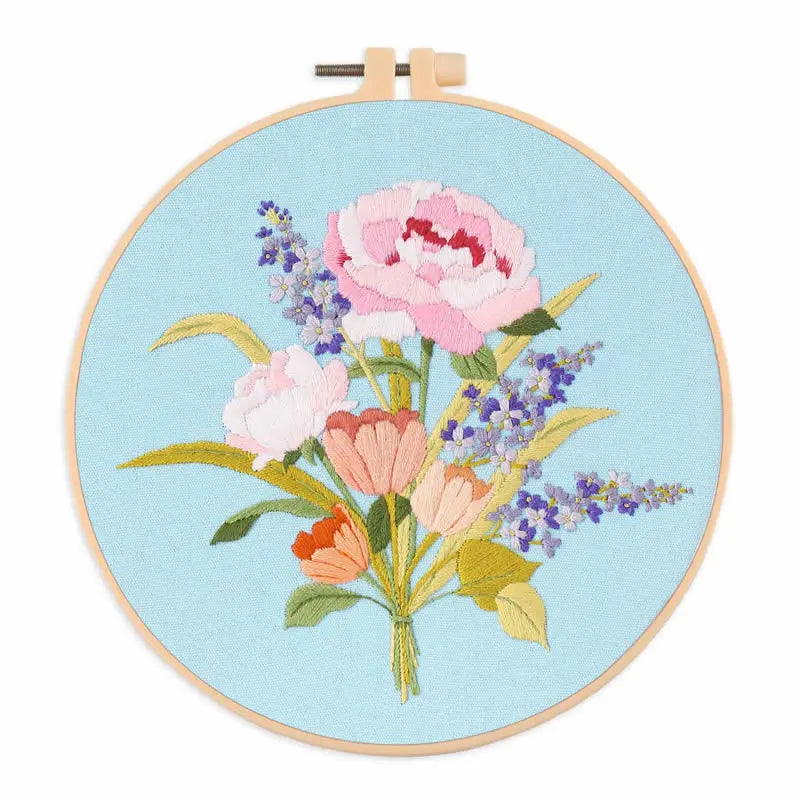 Borduurpakket Rond – Beginnerspakket met Bloemen & Dierenpatroon