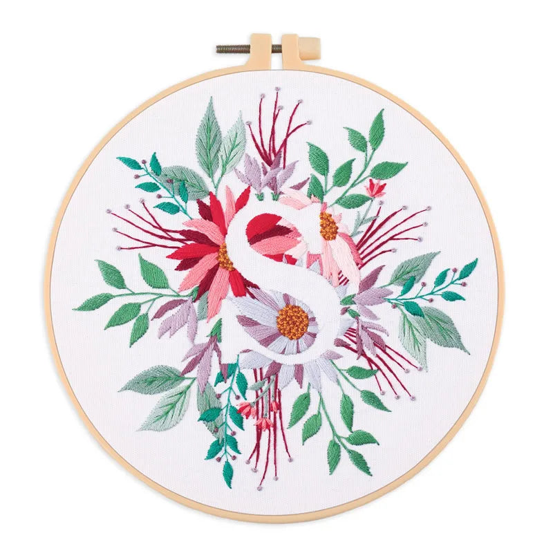 Borduurpakket Rond – Eekhoorn & Bloemen – Compleet Starterset