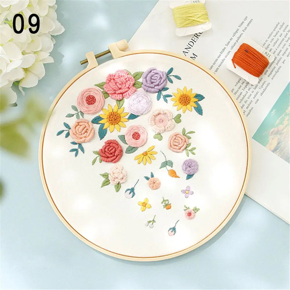 Borduurpakket Bloemen – Compleet Startpakket met borduurring (20 cm)