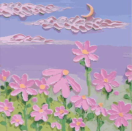 Schilderen op nummer - Bloemen op Linnen Canvas met Acrylverf