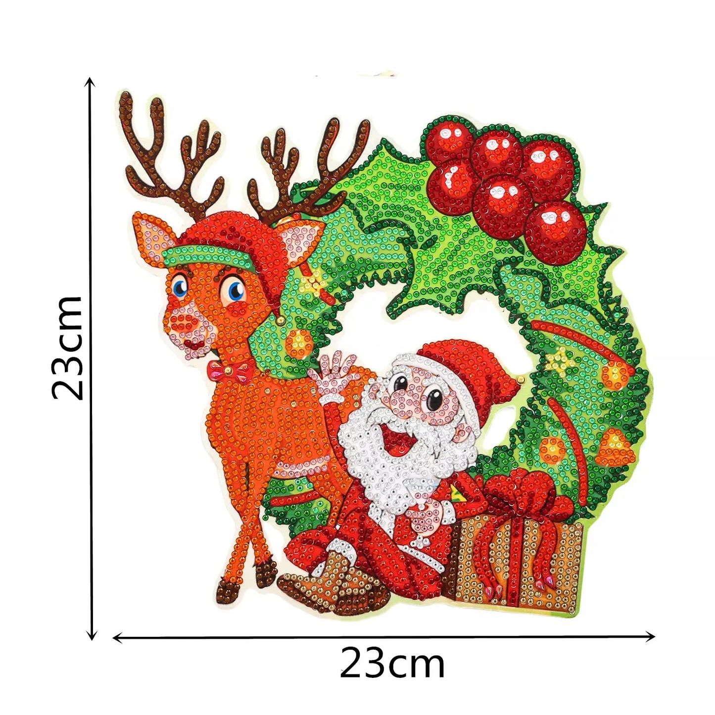 Diamond Painting Kerstkrans – Acryl Kerstdecoratie met Sneeuwpop – 23x23cm – Wandhanger