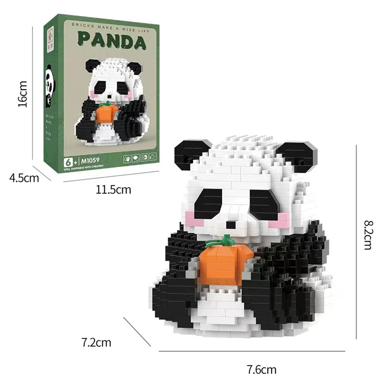 Bouwpakket Panda met Bloemen – Schattige Mini Blokken voor Jong & Oud