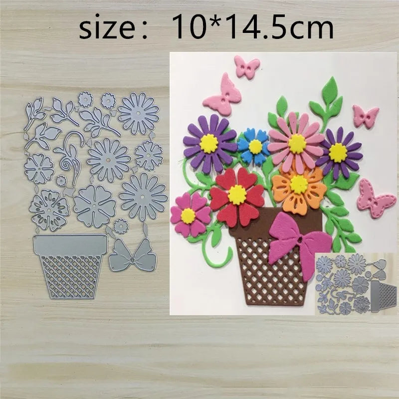 Metalen snijmal Bloempot met vlinder voor scrapbooking kaarten