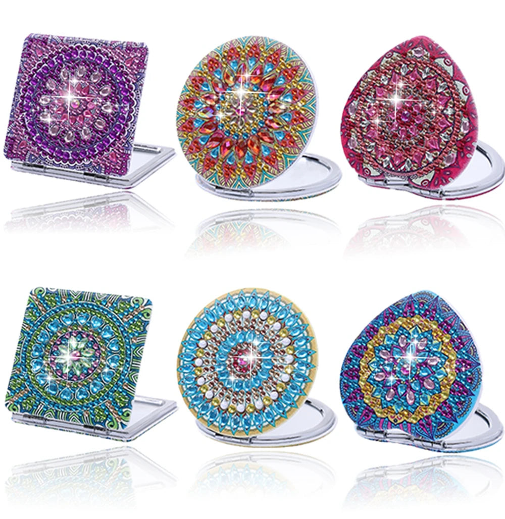Diamond Painting Make-up spiegel Mandala - Compacte Opvouwbare Spiegel met Steentjes