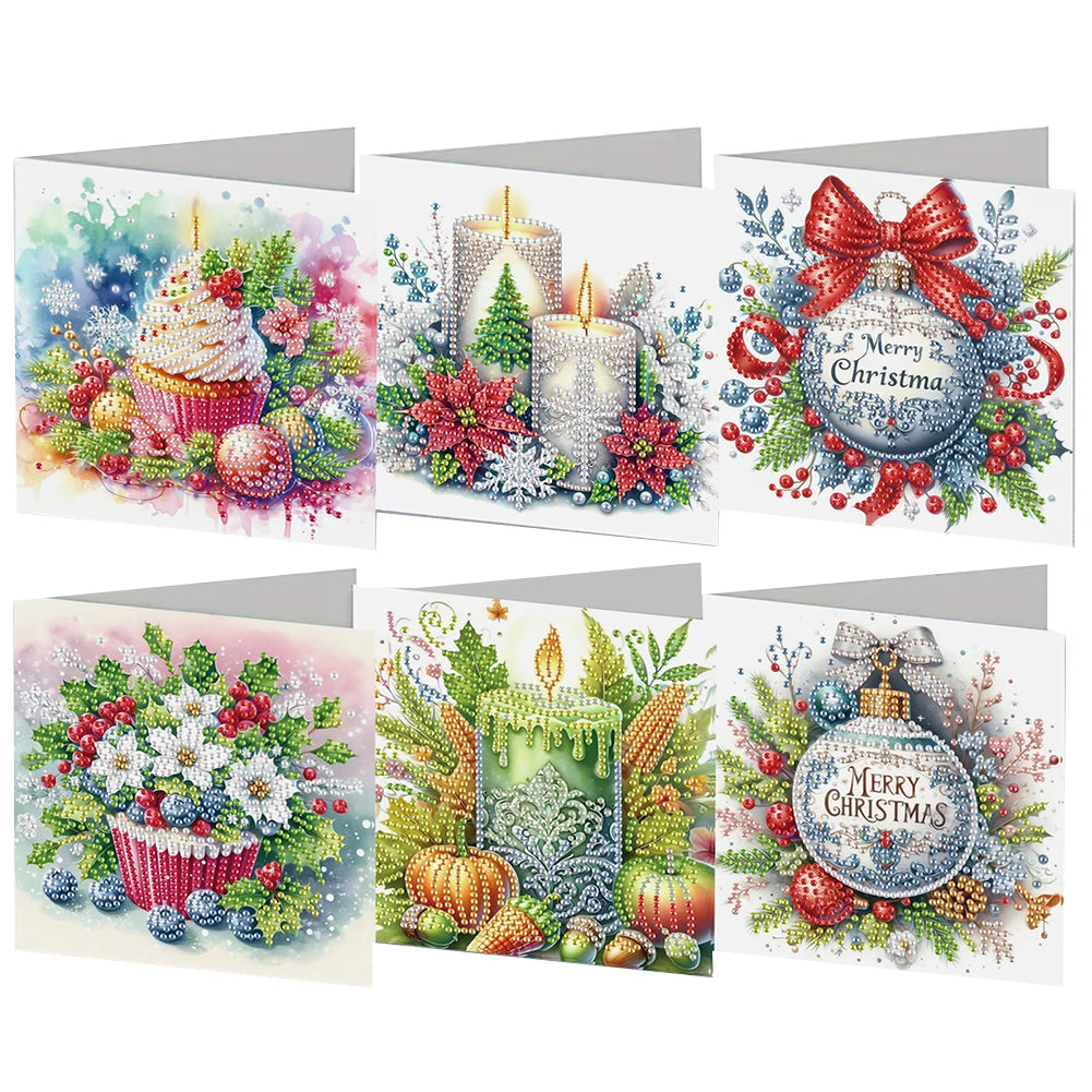 Diamond Painting Kerstkaarten set – 6 stuks creatieve kerstkaarten maken - IHK025