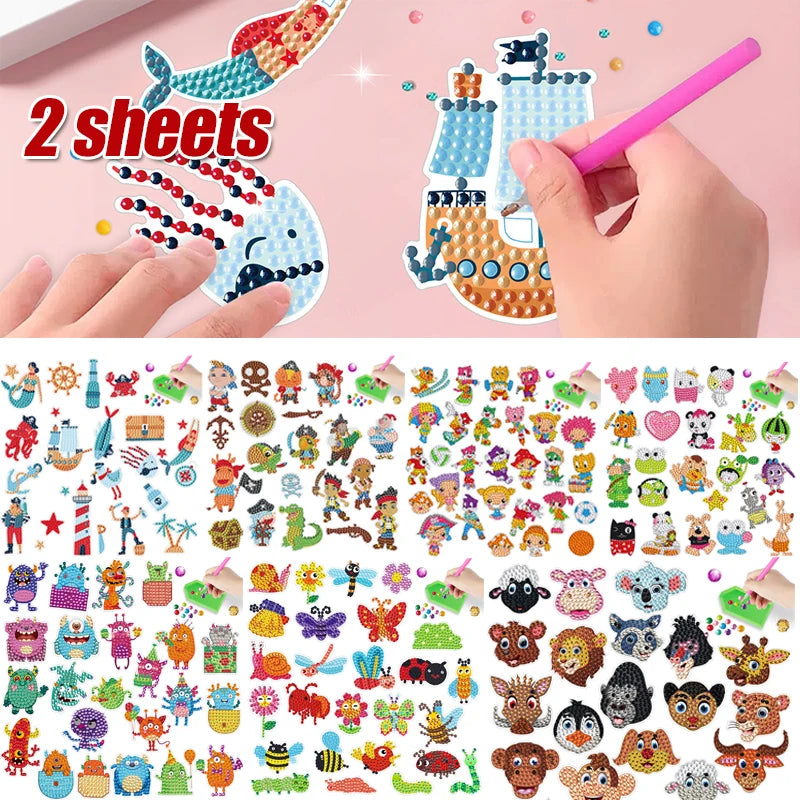 Diamond Painting Sticker set – 2 Vellen met Dieren Ontwerpen