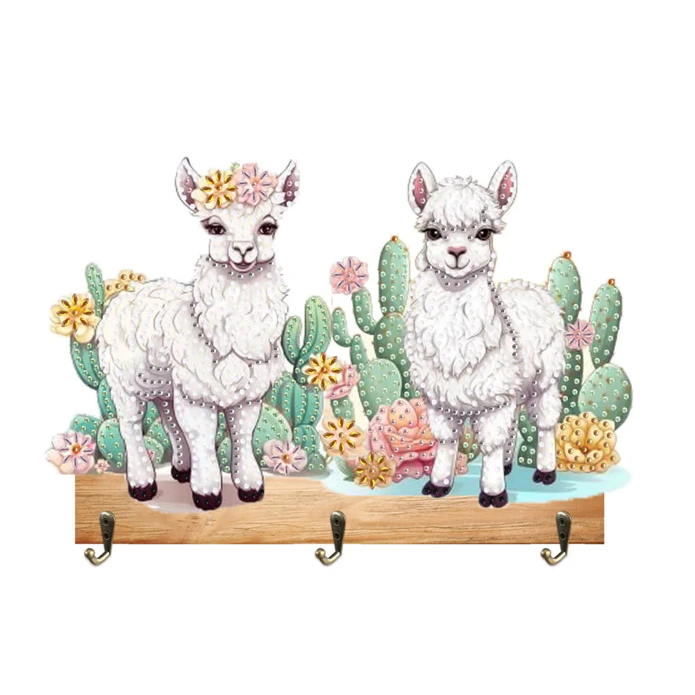 Diamond Painting Kapstok/Sleutelrek Dieren Design Houten Wandhaken