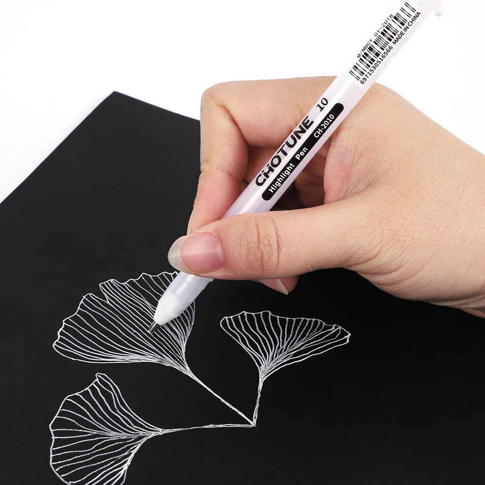Gelpennen set met witte gelpennen – fijn, medium en breed voor tekenen en journaling