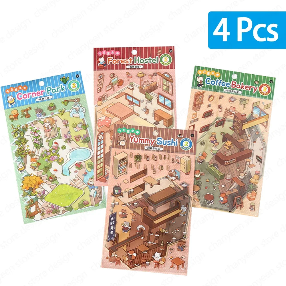 Sticker homestyling set Cartoon Bosdorp – Creatieve Interieur Scène