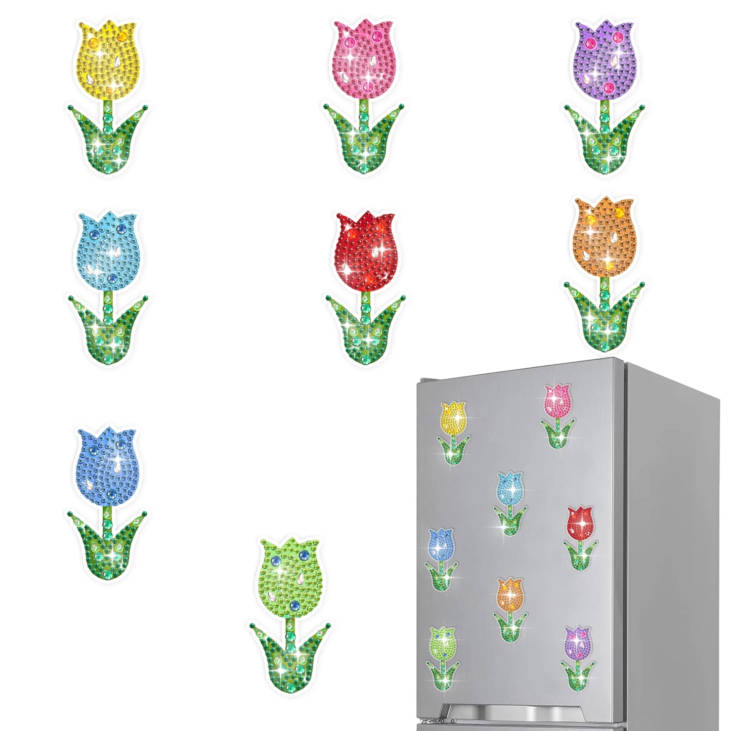 Diamond Painting Magneten - Set van 8 Koelkastmagneten met Speciale Vorm Steentjes