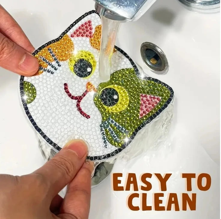 Diamond Painting Onderzetters met Houder - Katten, gnomes of bijtjes