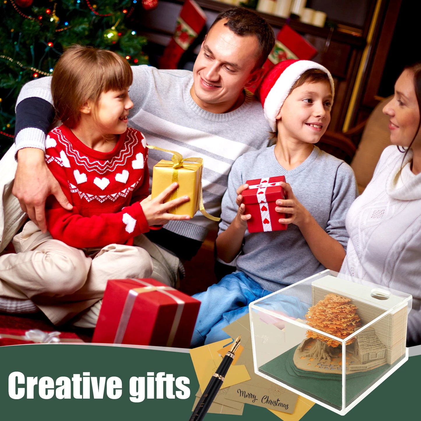 3D Papier Sculptuur Notitieblok met LED – Creatieve Bureau Decoratie