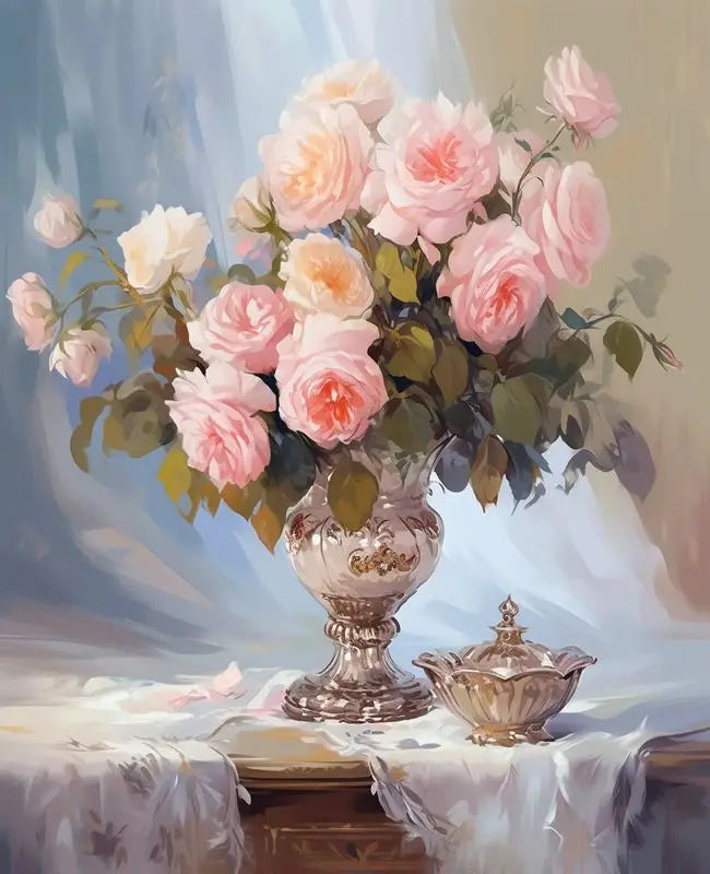 Schilderen op nummer Bloemen – Modern Bloemenontwerp op Linnen Canvas met Acrylverf