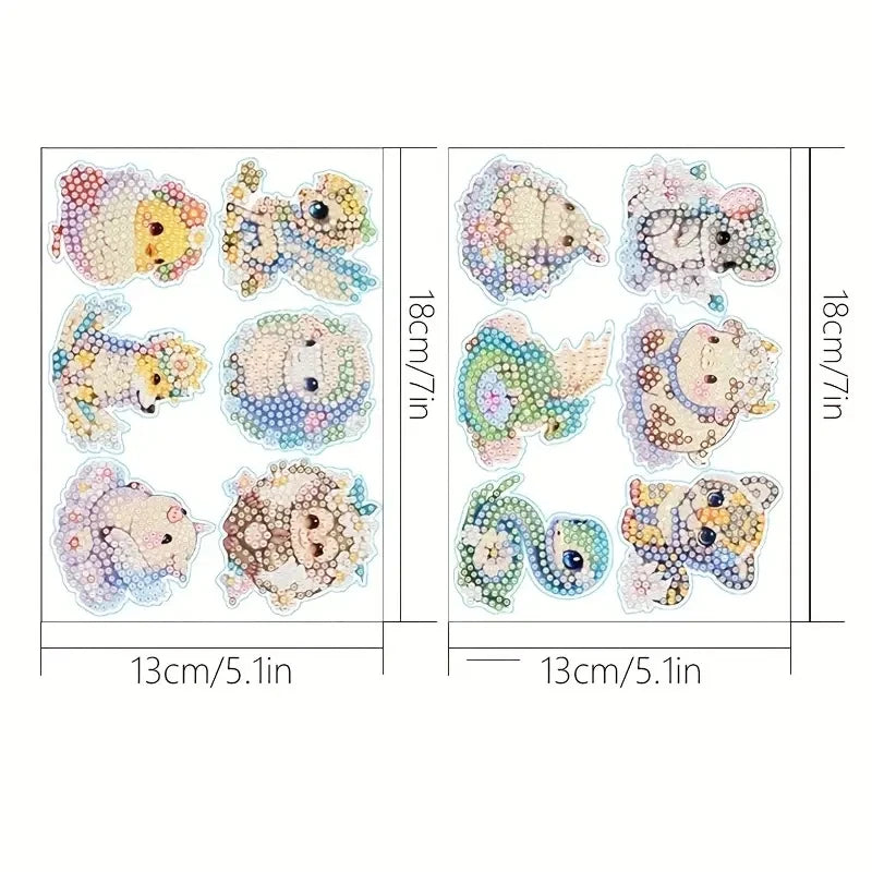 Diamond Painting Sticker set - Cartoon Dierenriem Dieren