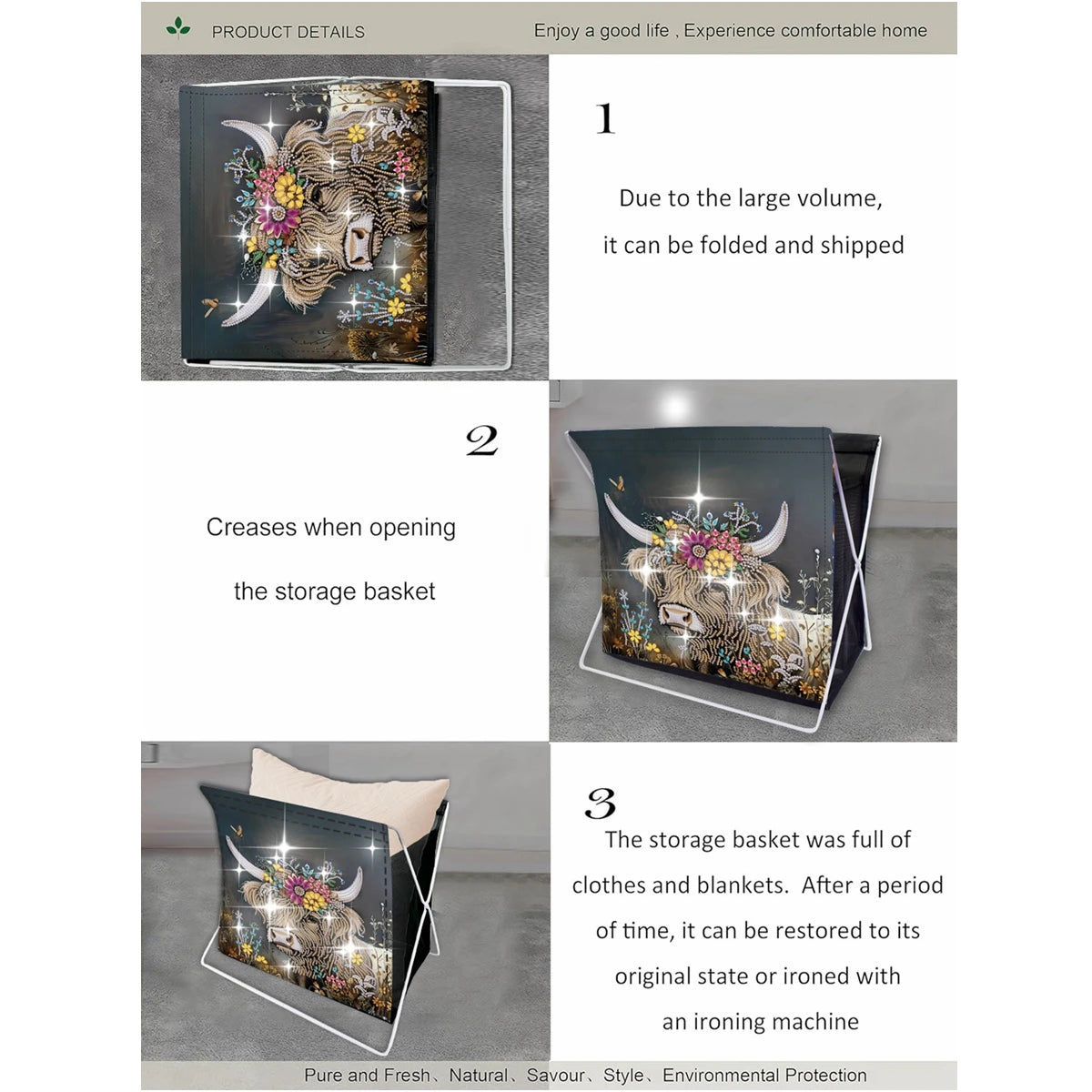 Diamond Painting Opbergmand met Bloemenontwerp – Grote Capaciteit