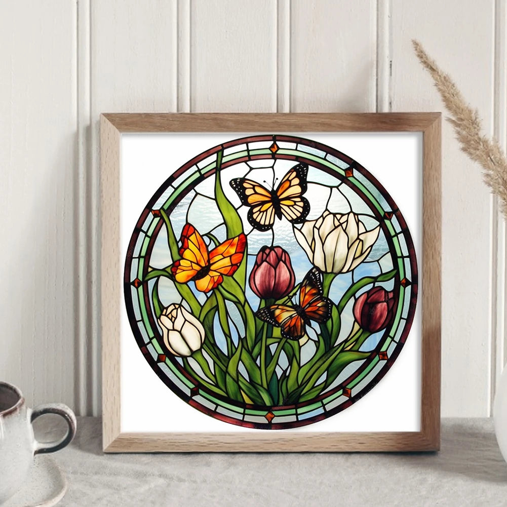 Borduurpakket kleurrijk dierenraam patroon 20x20 cm met ecokatoen