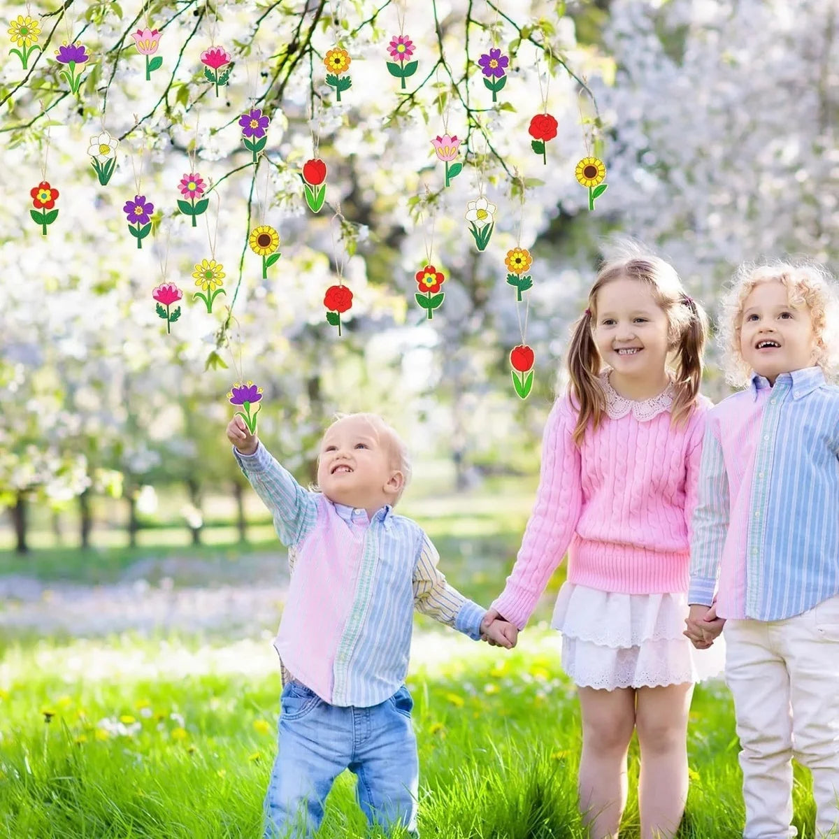 Houten figuur om zelf te kleuren/schilderen – Lente bloemen set 12 stuks