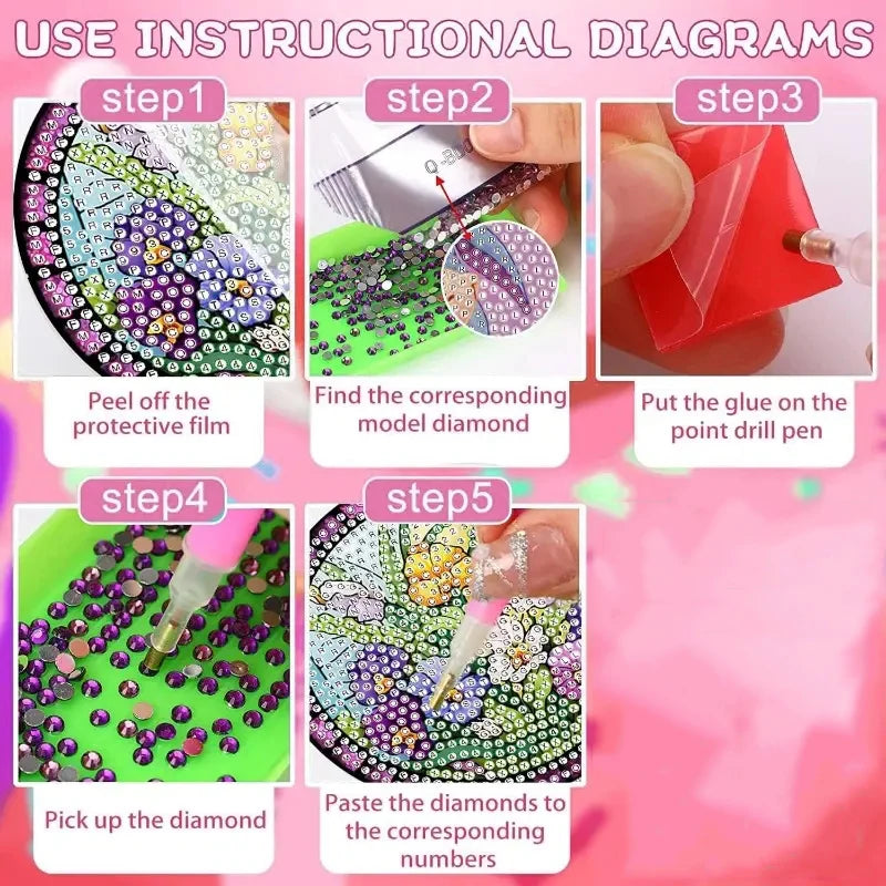 Diamond Painting Onderzetters Bloemen – Set van 8 met Houder