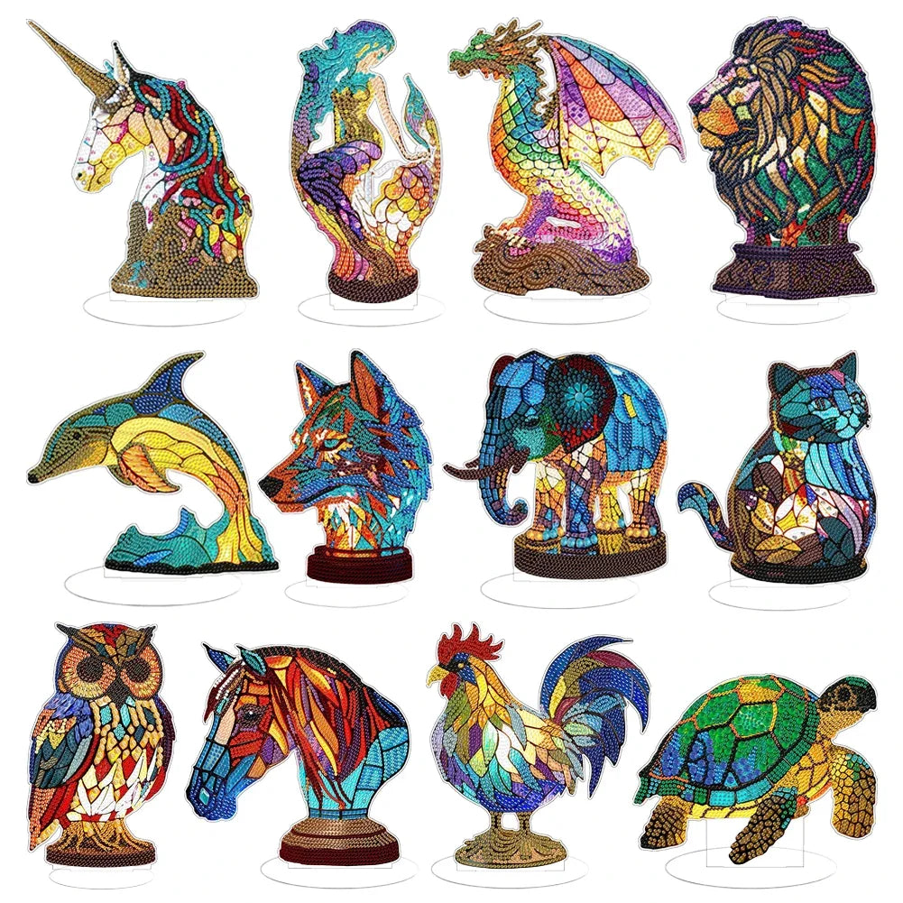 Diamond Painting Lamp – Dierenserie Tafeldecoratie met Licht | Complete Set 20x20 cm