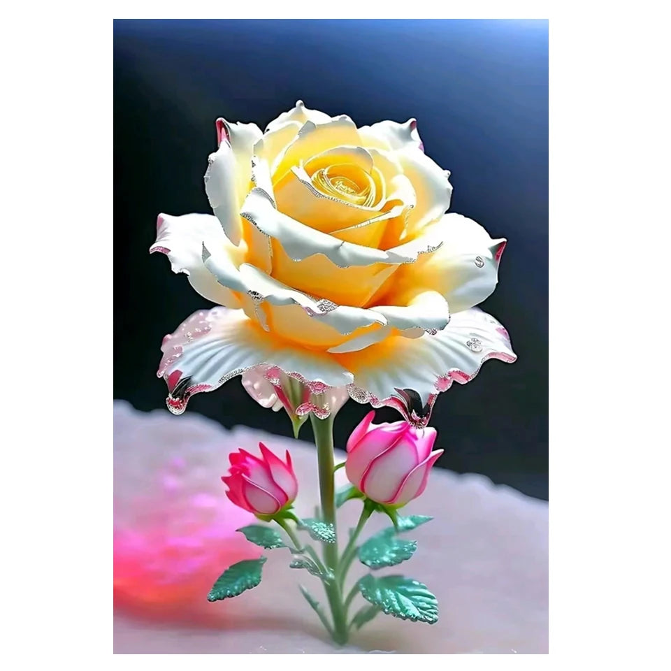 AB Diamond Painting op canvas – Gouden Rozen – Volledige bedekking – Keuze uit ronde of vierkante AB/Fairydust steentjes