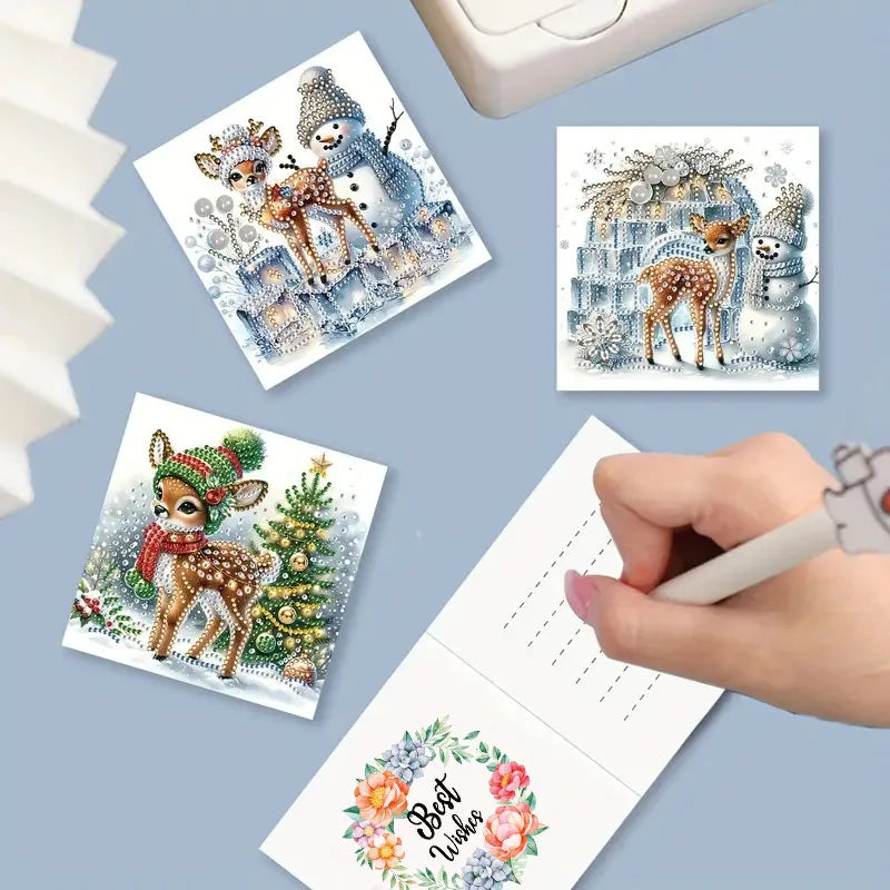 Diamond Painting Kerstkaarten Set – 6 Stuks