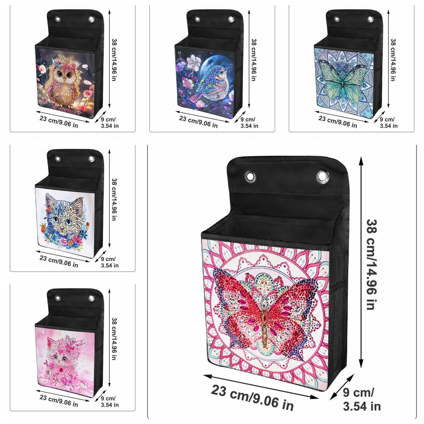 Diamond Painting Opbergzak met Vlinder en Katten – Hangbare Canvas Tas met Steentjes