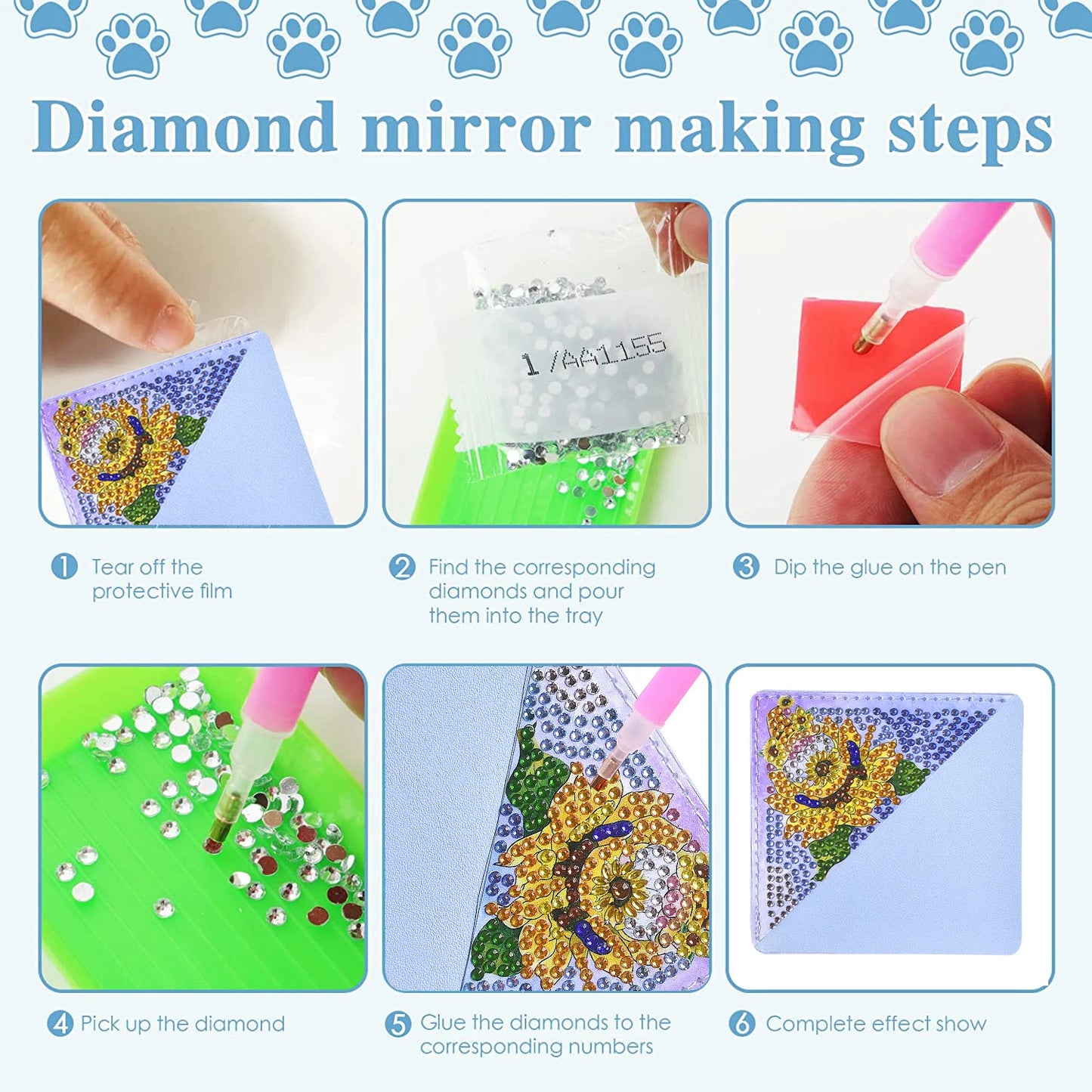 Diamond Painting Boekenlegger Set met Bloemen en Mandala Ontwerp