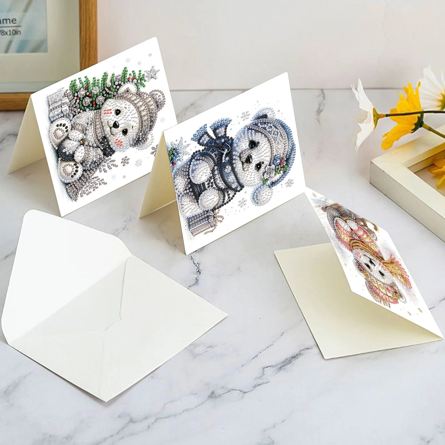 Diamond Painting Kerstkaarten set met 6 luxe kaarten en enveloppen