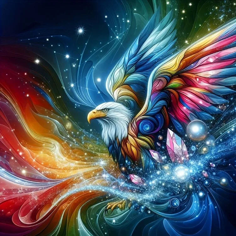 AB Diamond Painting op canvas Fantasy Dieren – Kleurrijke Phoenix, Draak en Leeuw