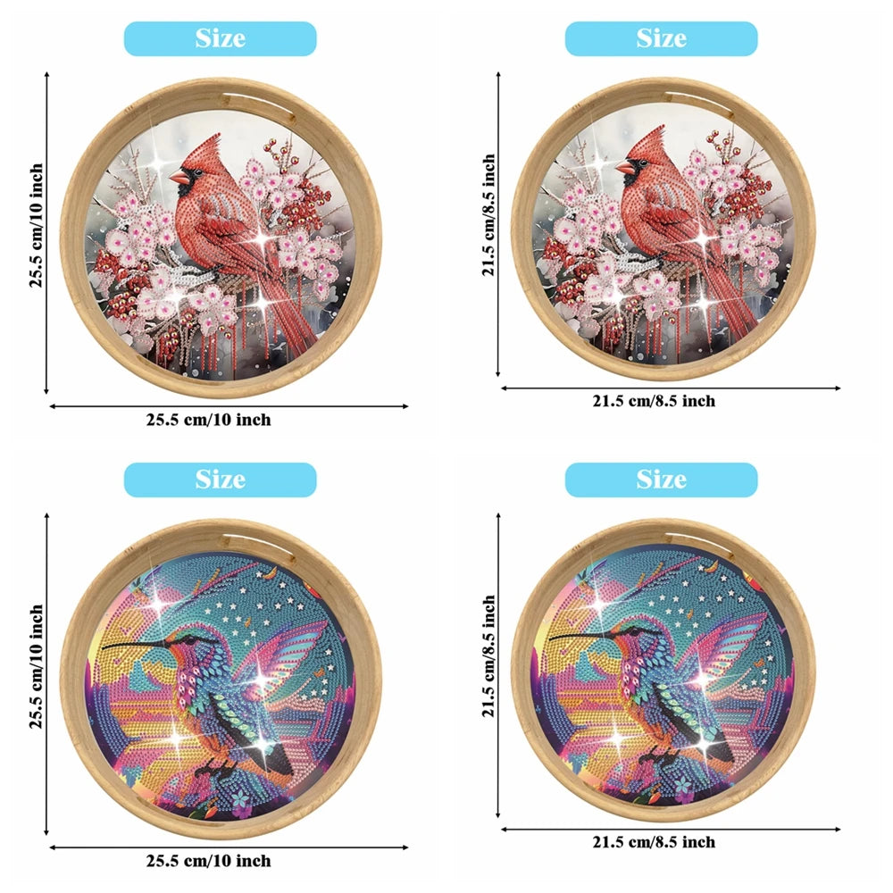Diamond Painting Dienblad Houten Set met Dierenontwerp – Rond Model