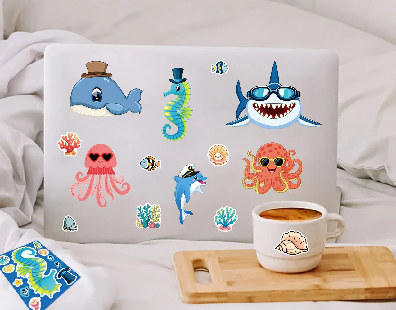 Sticker pret – Zeevriendjes puzzelstickers met grappige gezichten