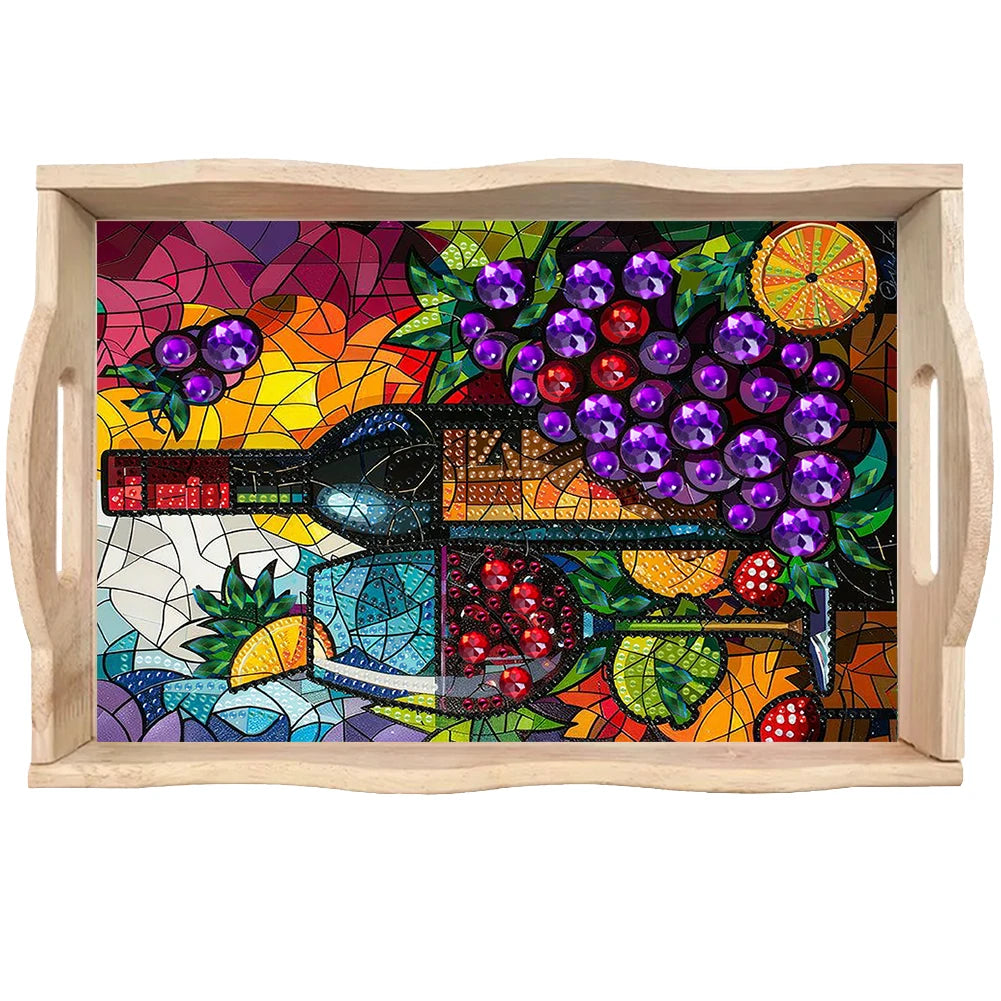 Diamond Painting Dienblad Hout - Kleurrijk Serveerblad voor Eten en Decoratie