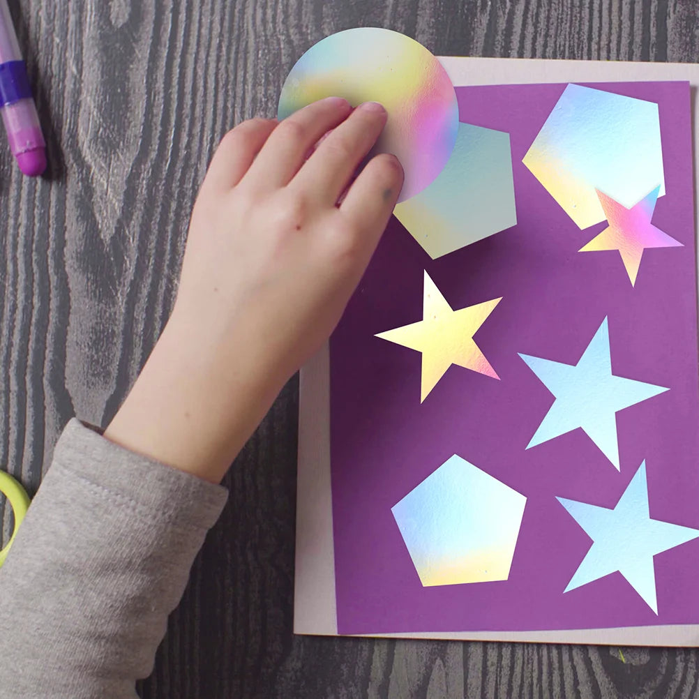 10 Vellen Metallic Regenboog Karton – Holografisch Knutselpapier