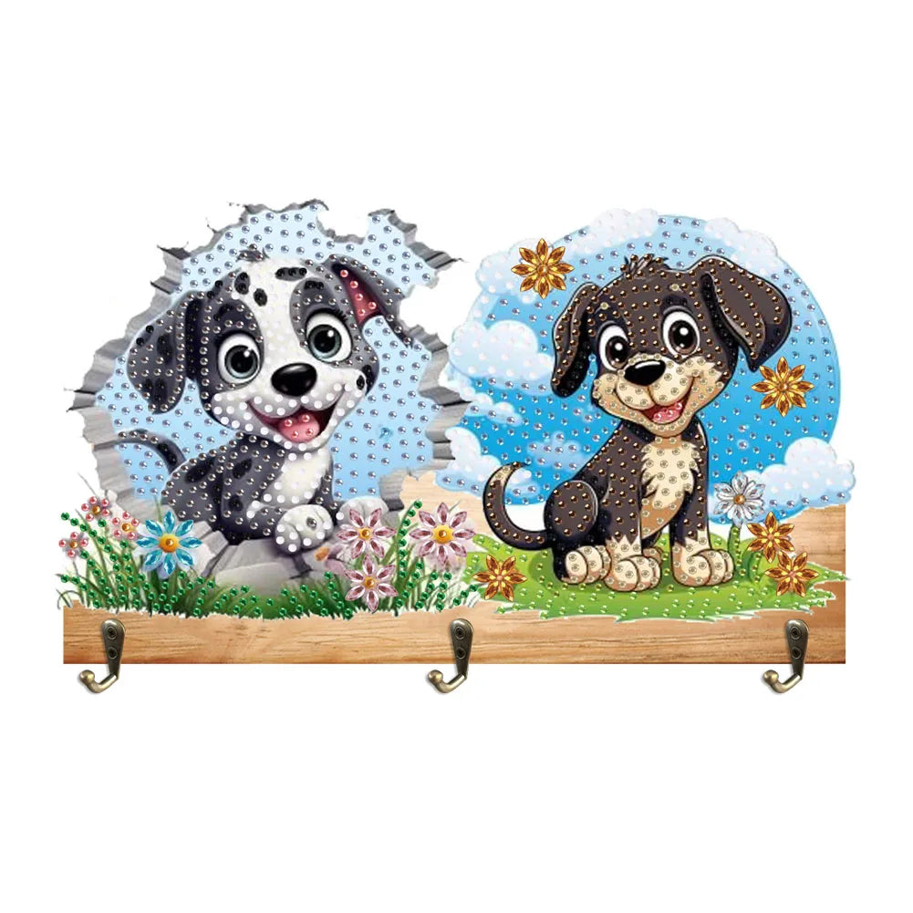 Diamond Painting Kapstok/Sleutelrek met Pauw of Panda – Houten Haakjes voor Keuken of Badkamer