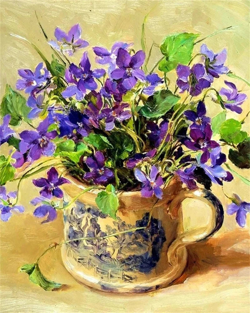 Schilderen op nummer – Bloemen met Rozen en Pioenen op Canvas