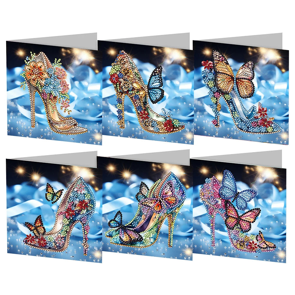 Diamond Painting Wenskaarten set - 6 stuks - Pumps