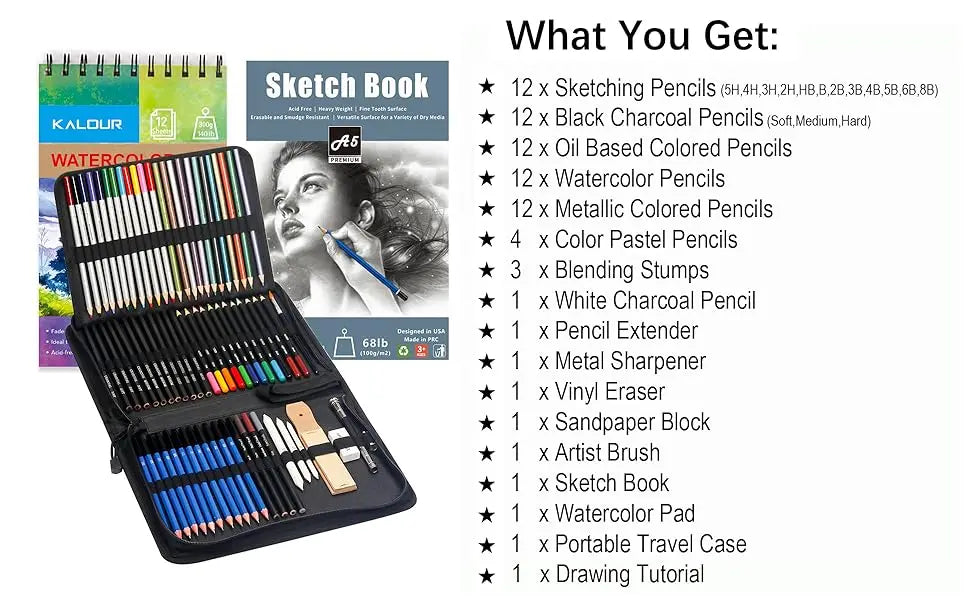 Kleurpotloden set creatieve tekenset met 76 delen voor kunstenaars