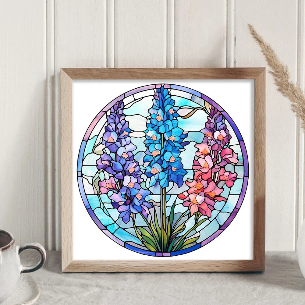 Borduurpakket Glas in lood design Bloem Patroon met Gedrukte Canvas en Eco-katoen