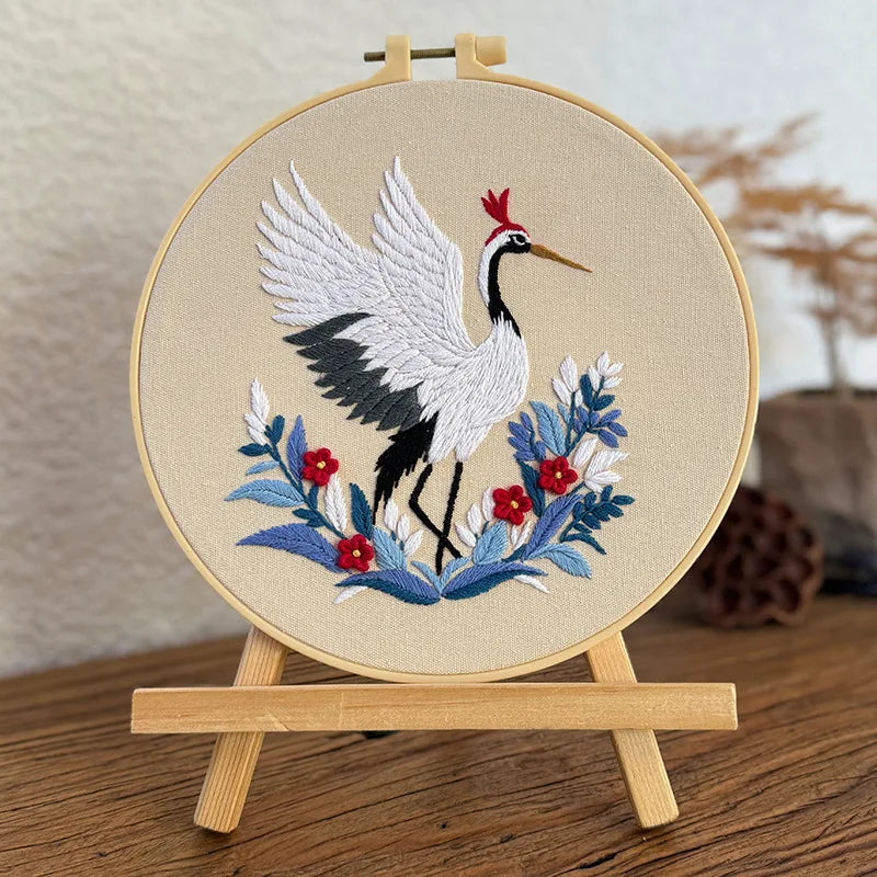 Borduurpakket Feihe – Rond Wandpaneel met Diermotief - 20cm