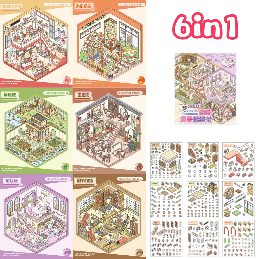 Sticker homestyling set landschapscabine boek met creatieve stickers