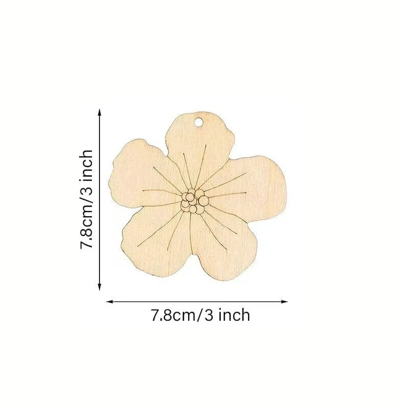 Houten figuur om zelf te kleuren/schilderen – bloemen hangers (10 stuks)