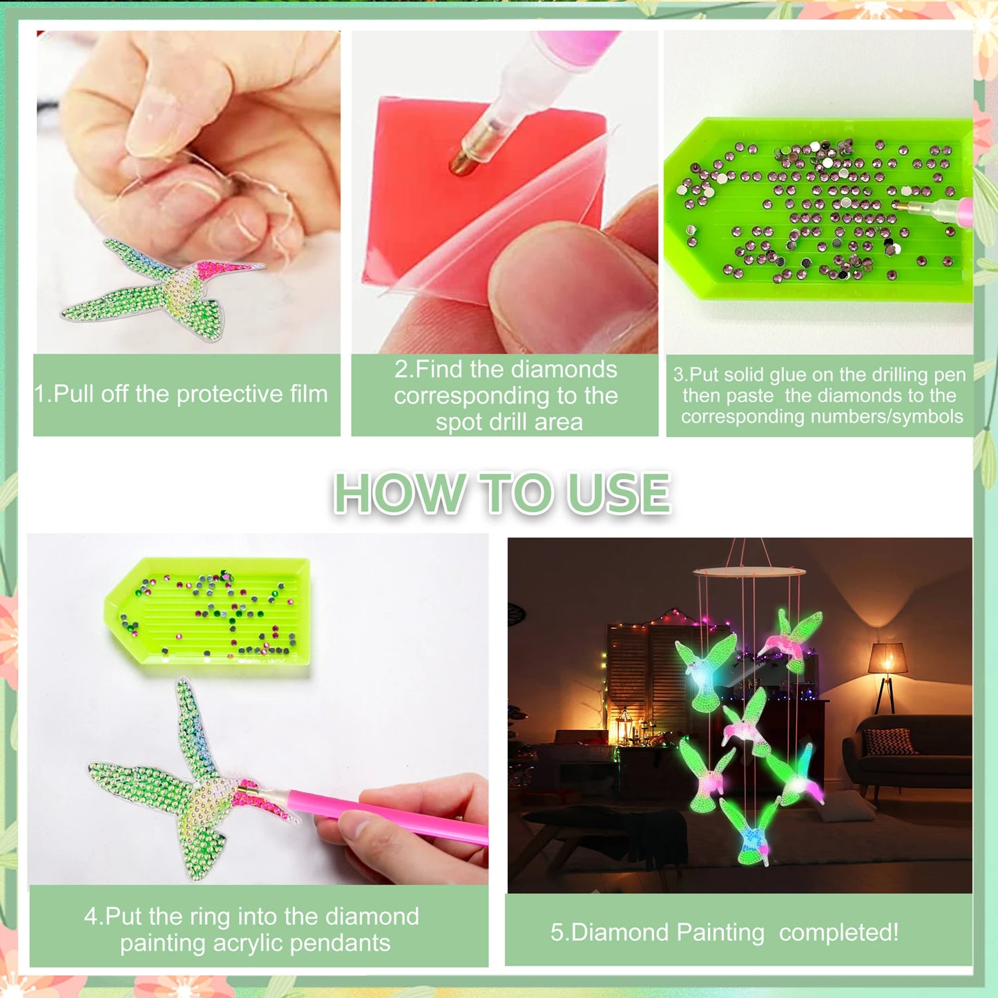 Diamond Painting Windgong - Glow in the dark Kolibrie en Engel