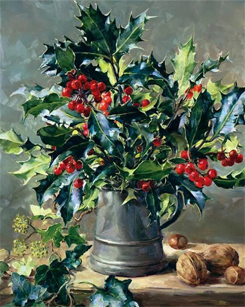 Schilderen op nummer – Bloemen met Rozen en Pioenen op Canvas