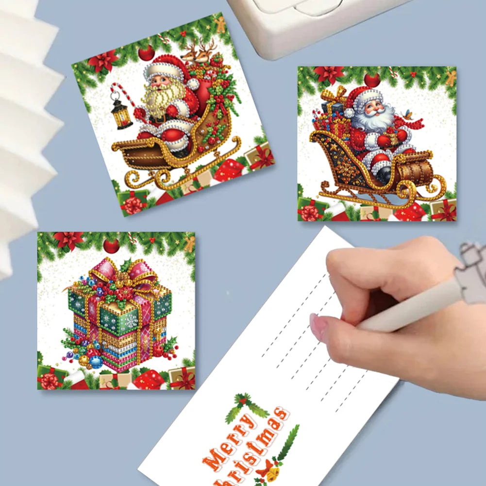 Diamond Painting Kerstkaarten set 6 stuks met strass en accessoires